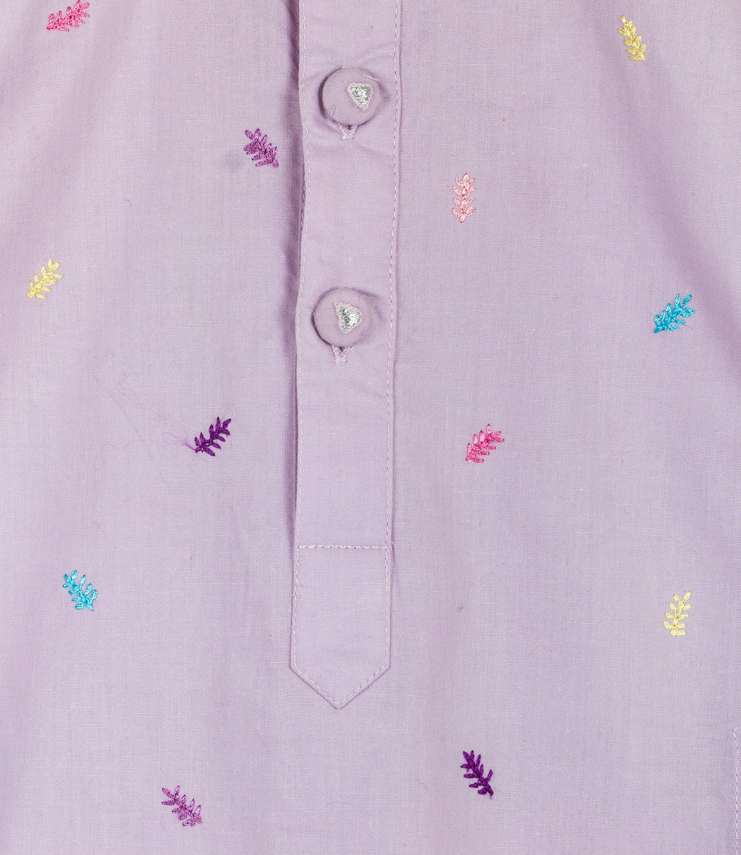 lilac kurta set with multi color embroidery