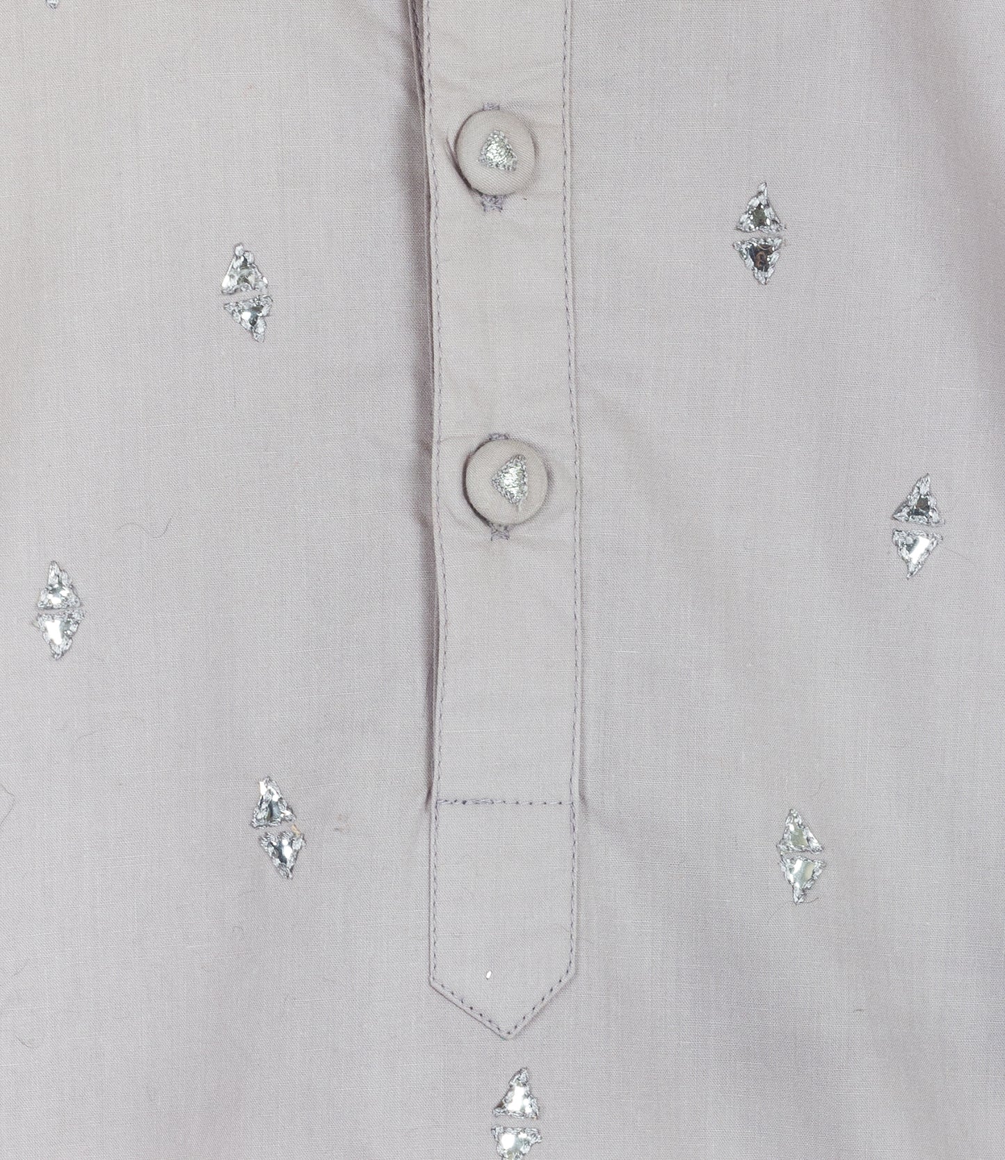 grey kurta set with triangle mirror work
