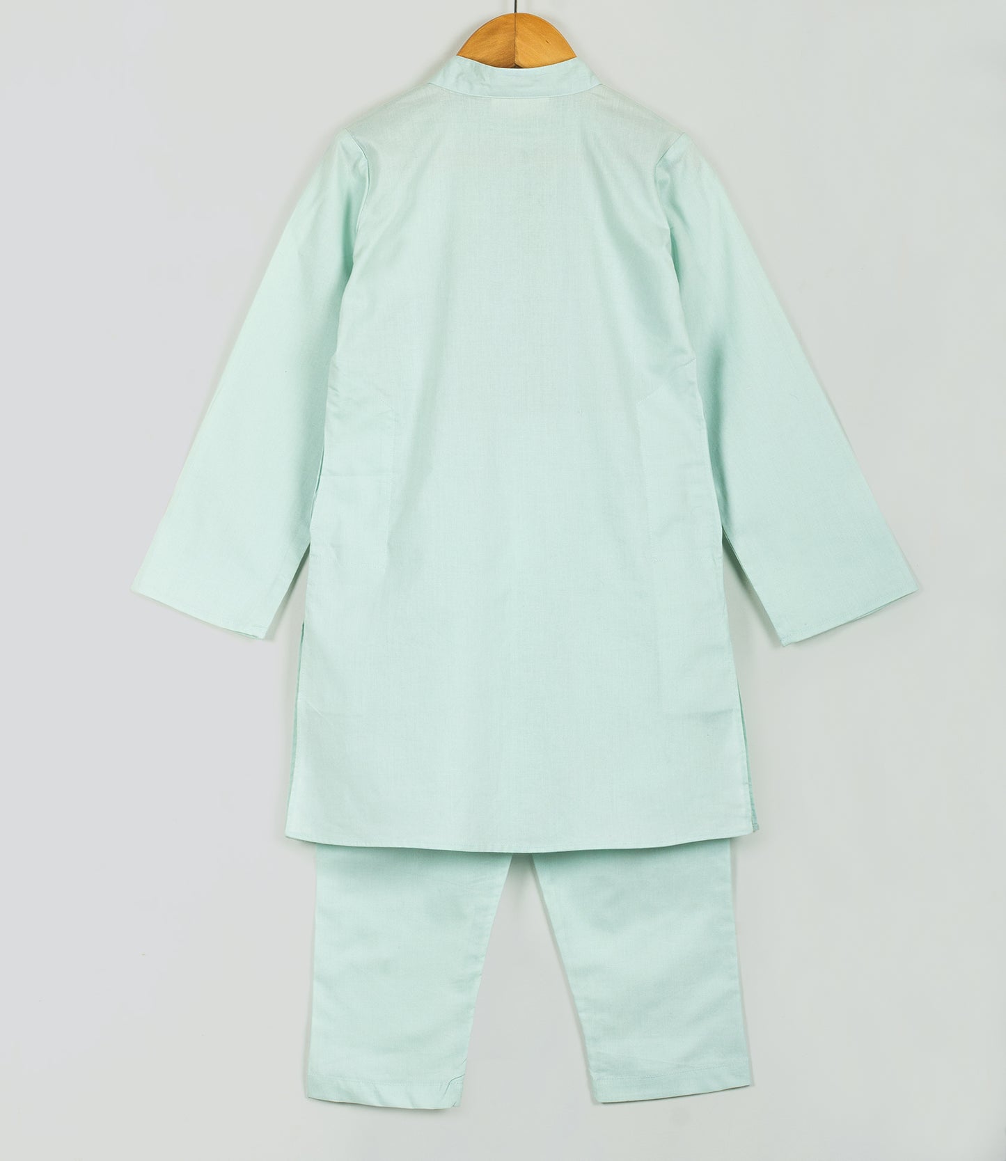 light green kurta set with polygon dino embroidery