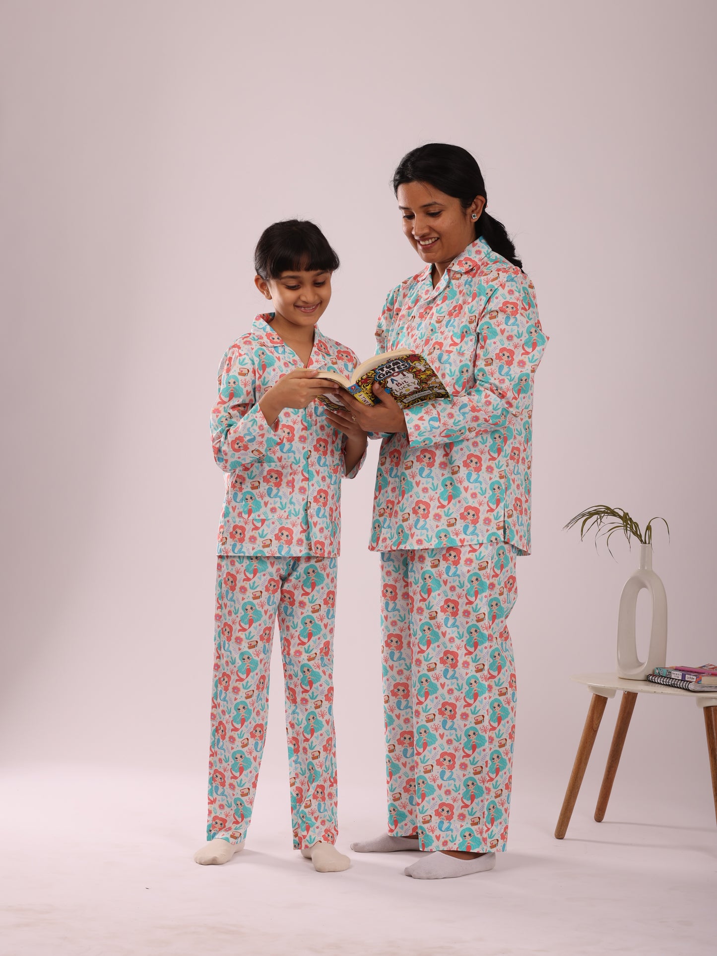 Mermaid Print Mom Nightsuit