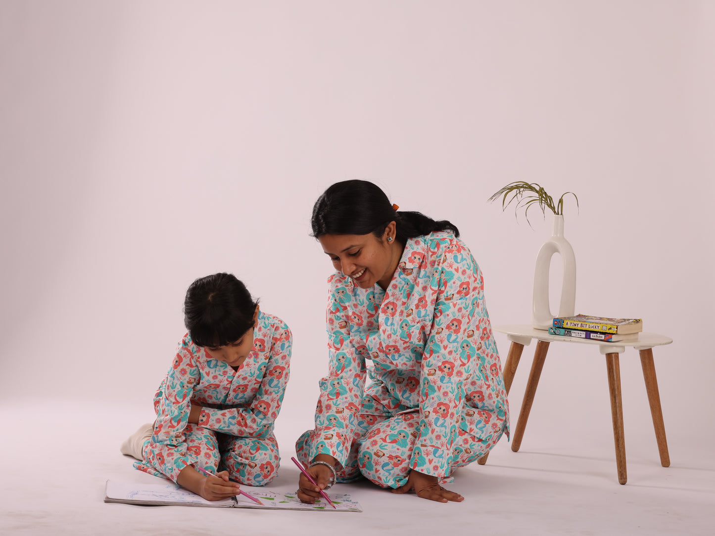 Mermaid Print Mom Nightsuit