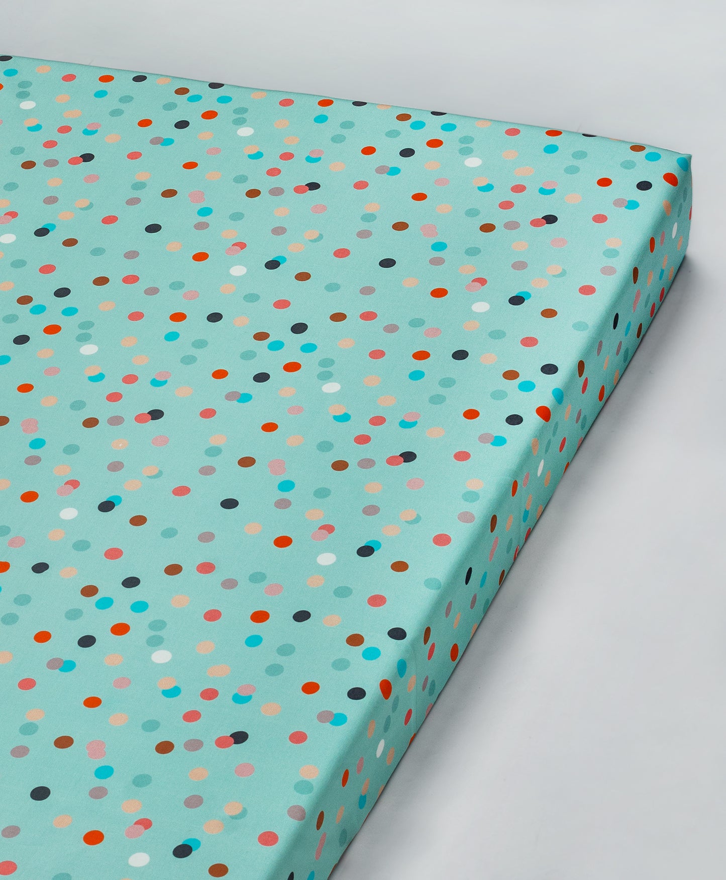 aqua multi dot print cot sheet