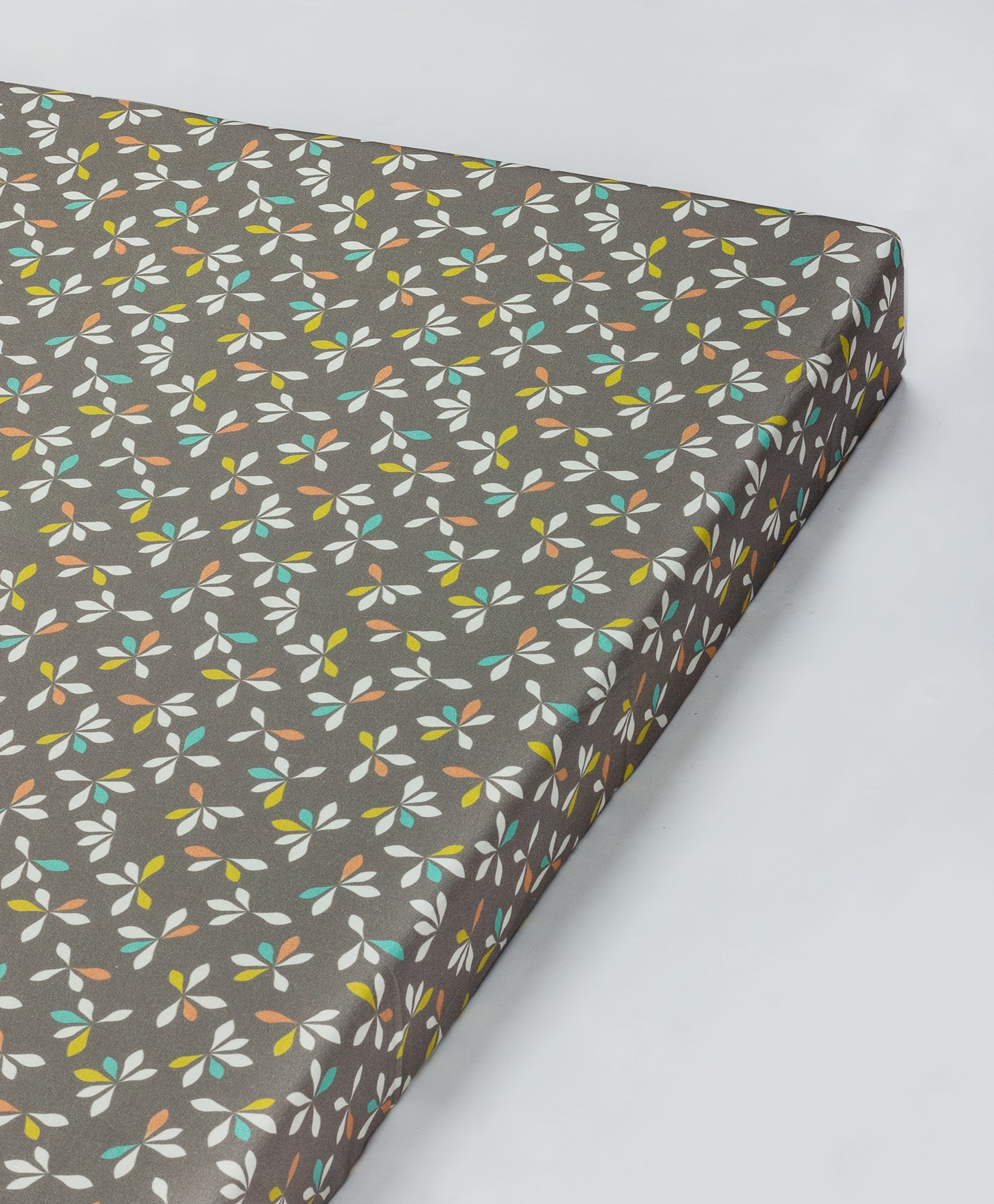 grey multi flower print cot sheet