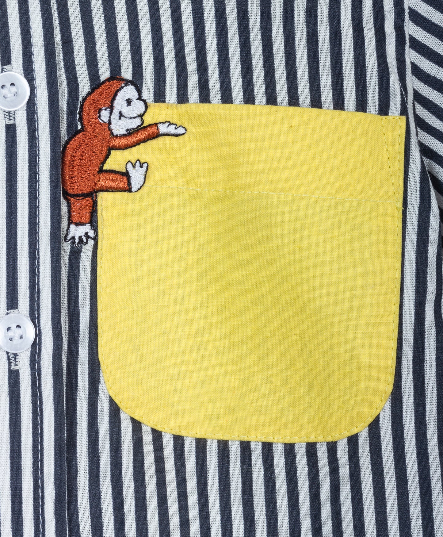 Stripe print shirt with contrast pocket and embroidery