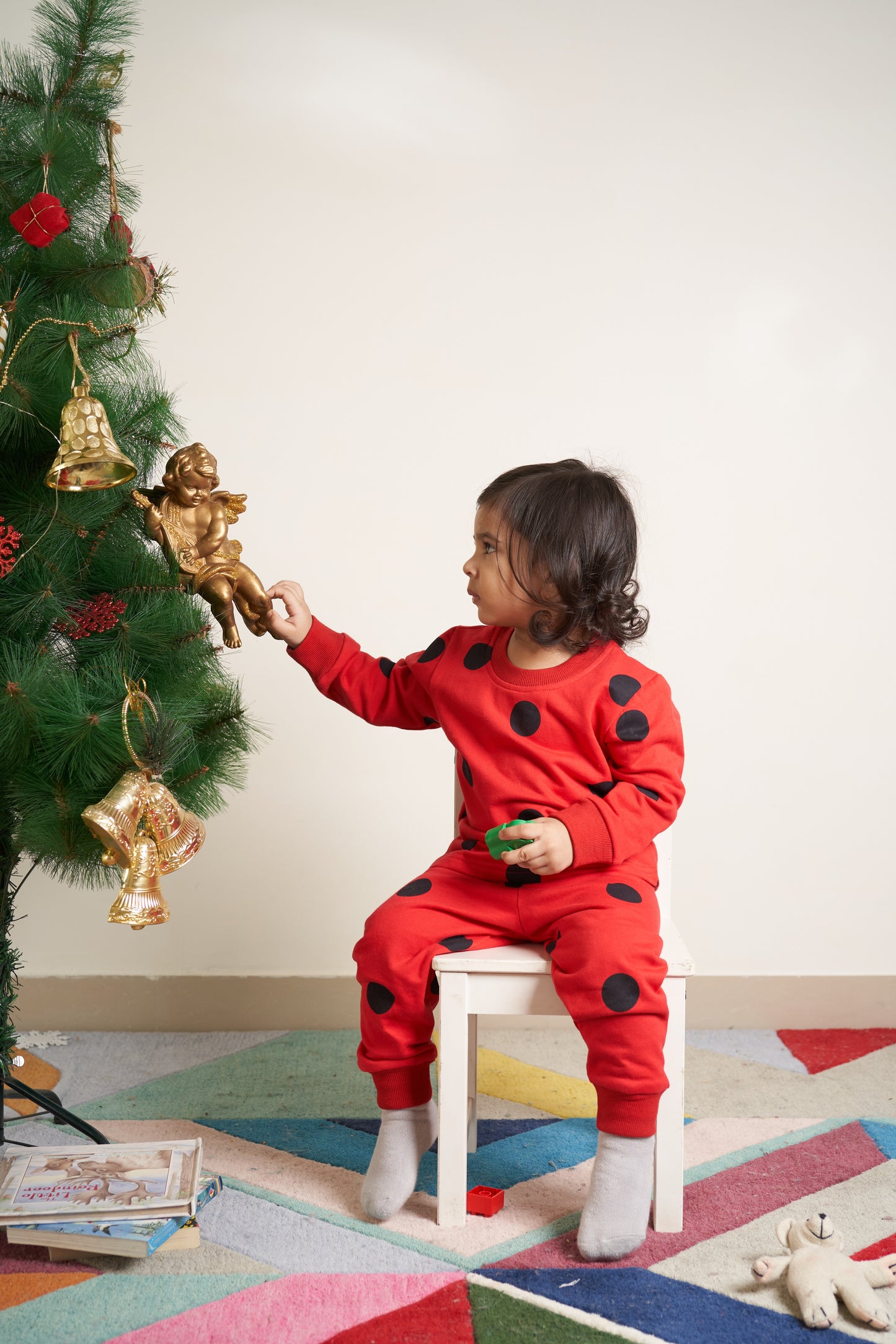Red Black polka dot print tracksuit