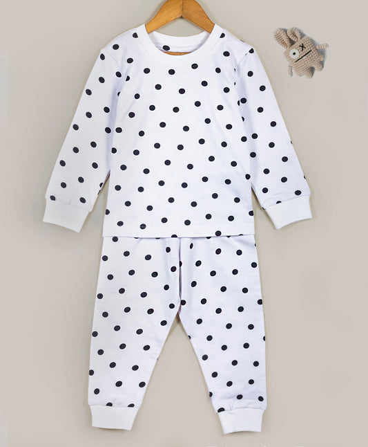 White and black dot print tracksuit