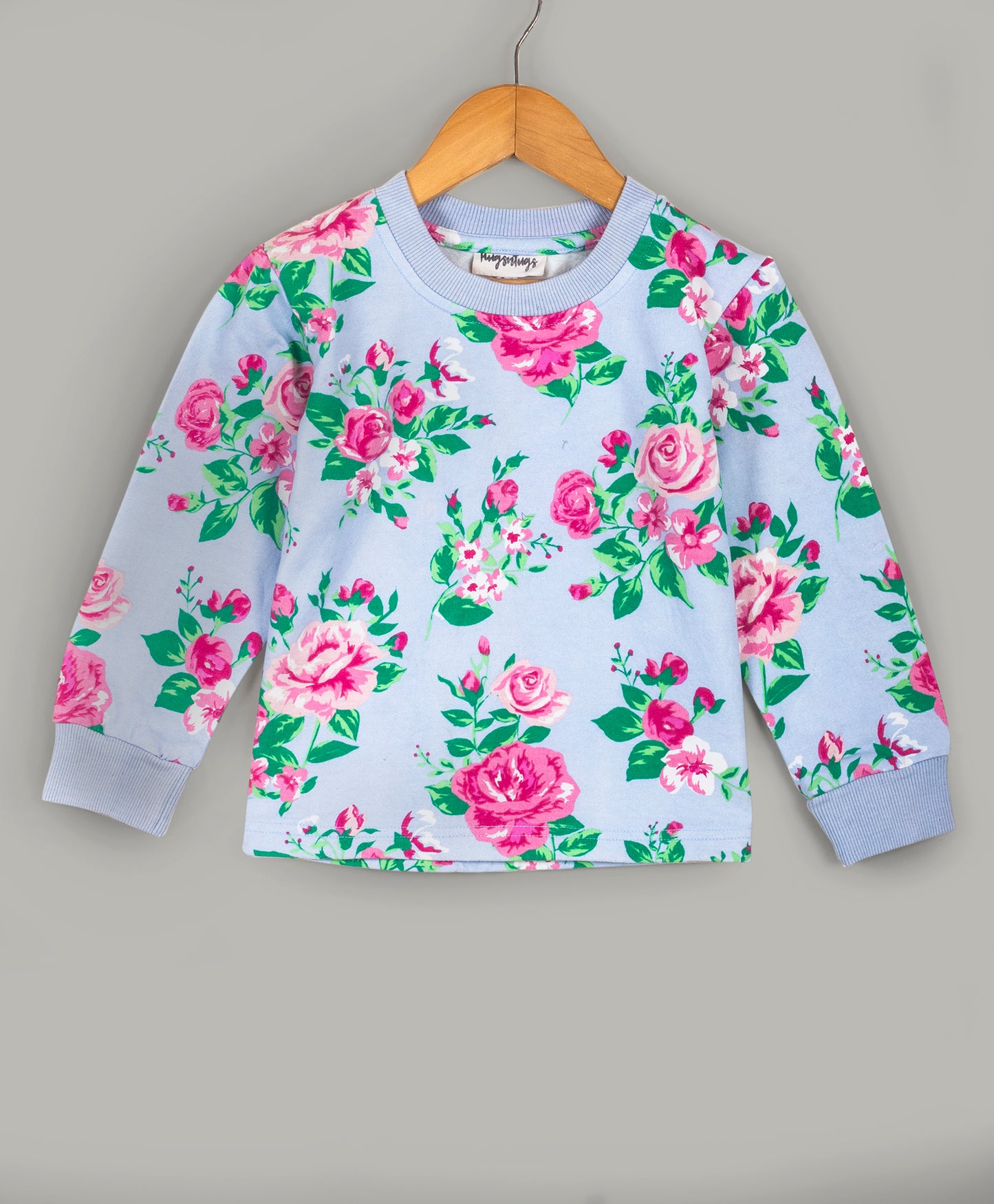 Floral print light blue track suit