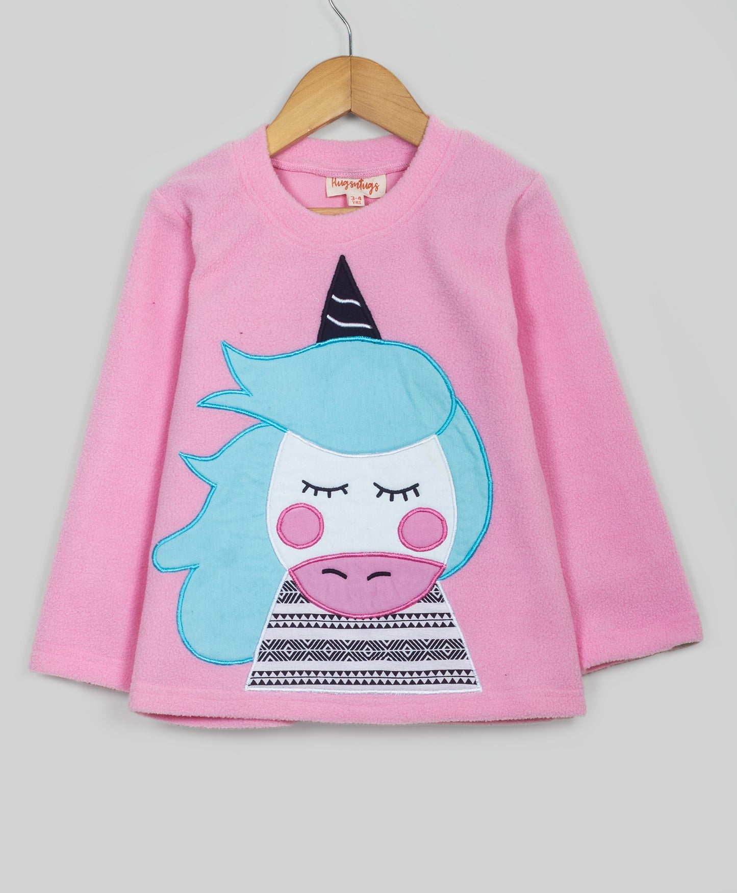 Soft pink unicorn patchwork fleece set
