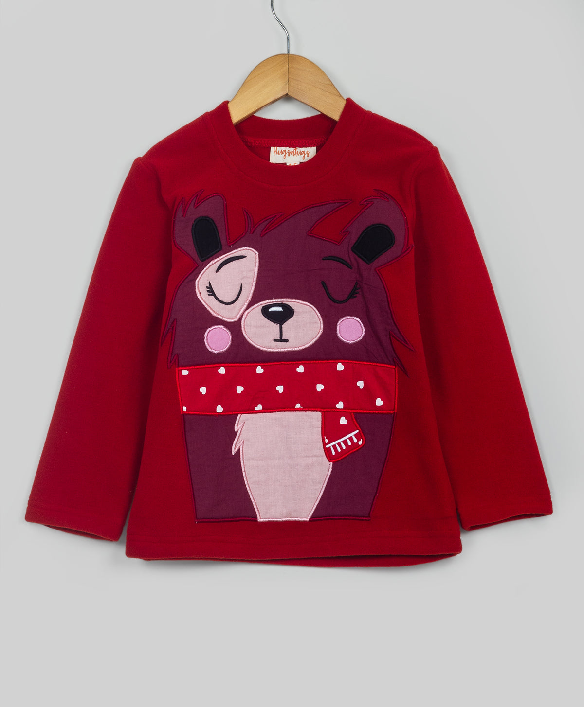 Maroon bear patch work fleece set