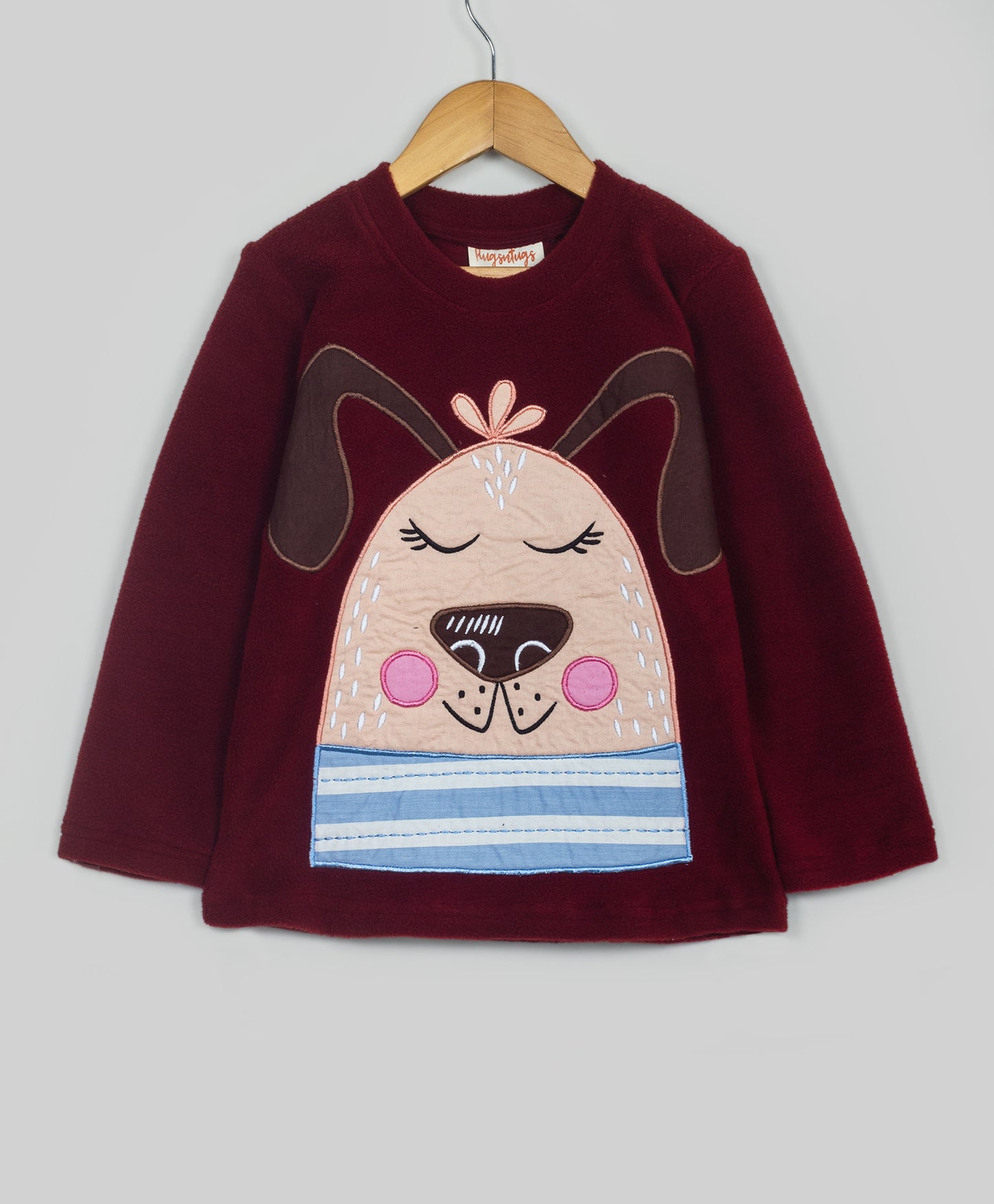 Maroon dog patchwork fleece set