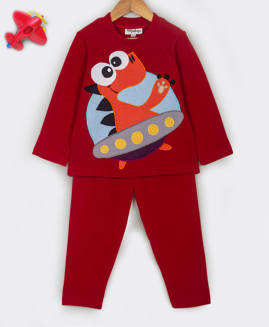 Dino patchwork fleece set