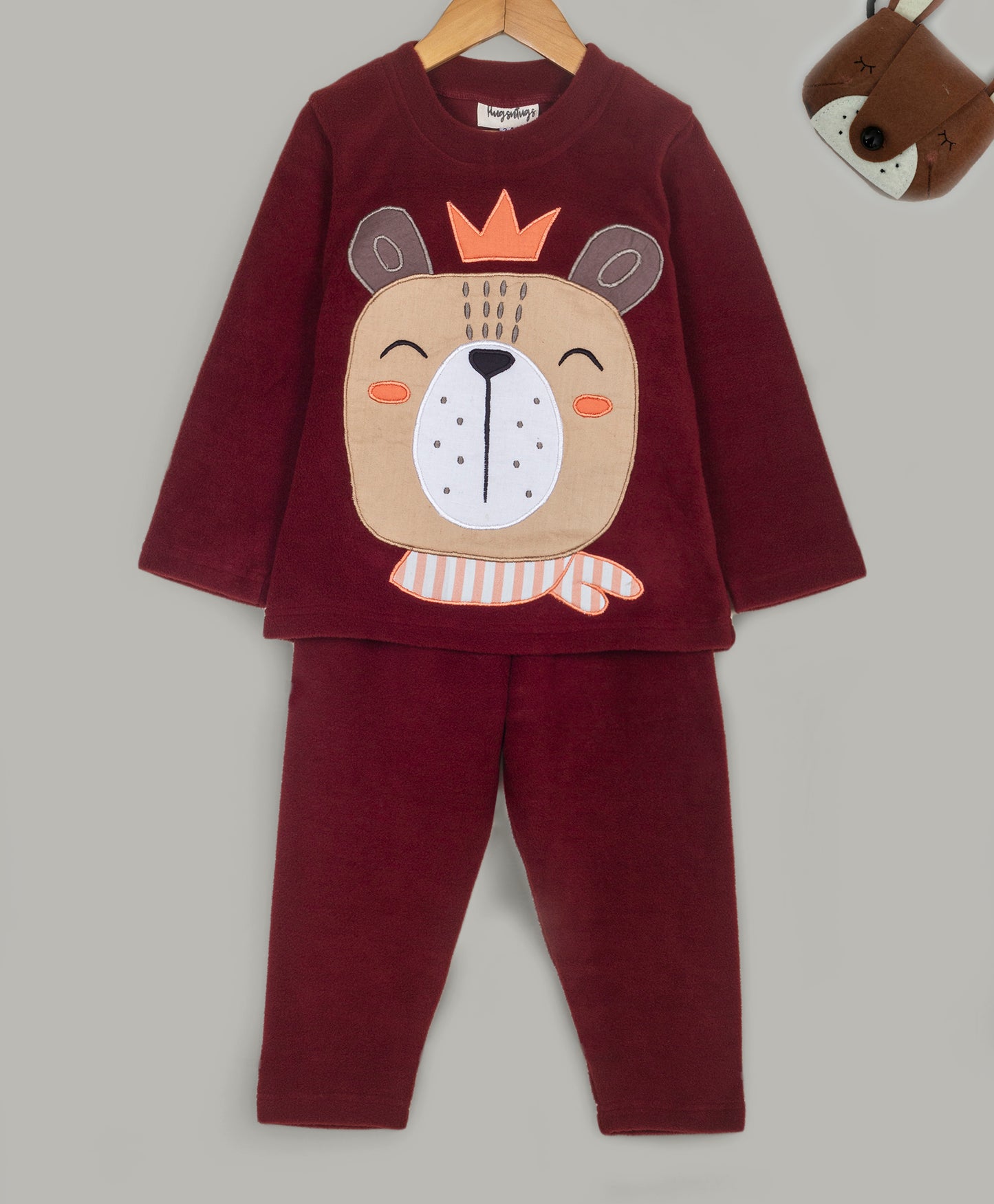 Bear Face patch work fleece set