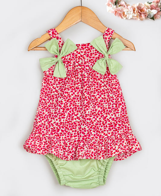 red floral infant coordinate with contrast underpants