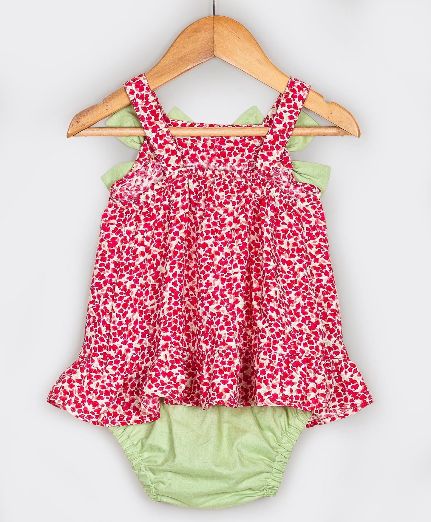 red floral infant coordinate with contrast underpants