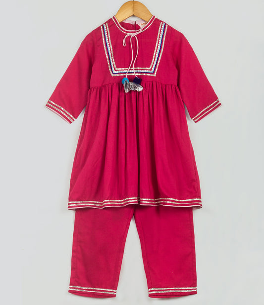 fuschia pink kurta set