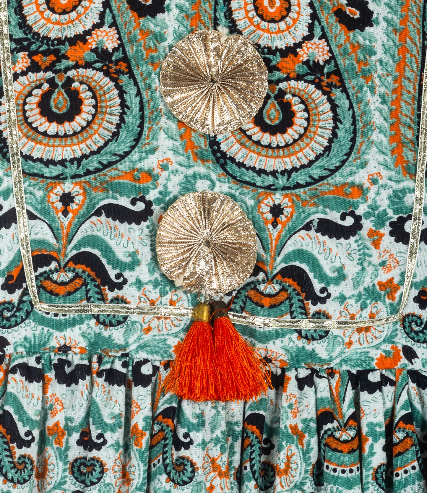 multi colour paisley print kurta set