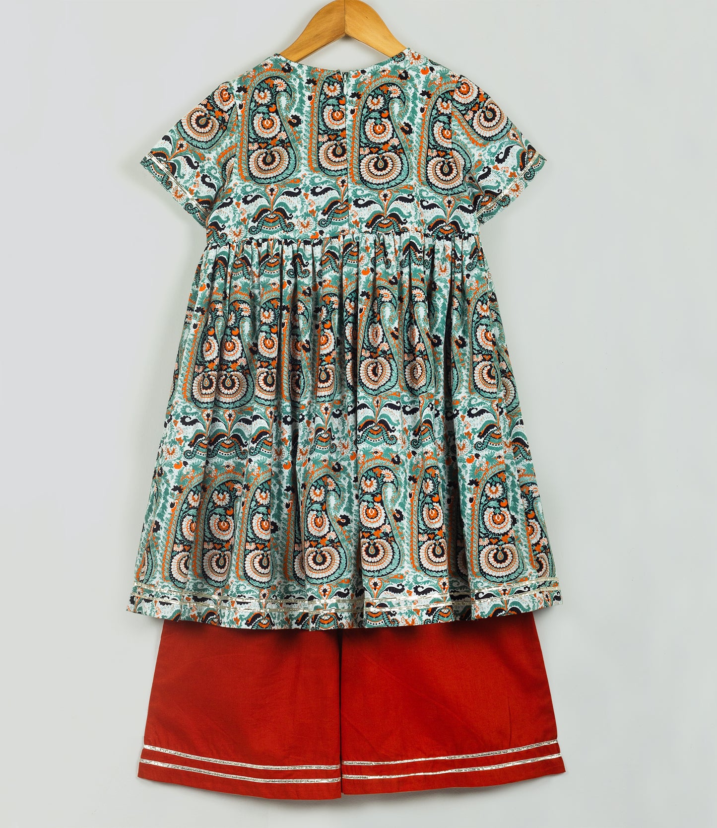 multi colour paisley print kurta set