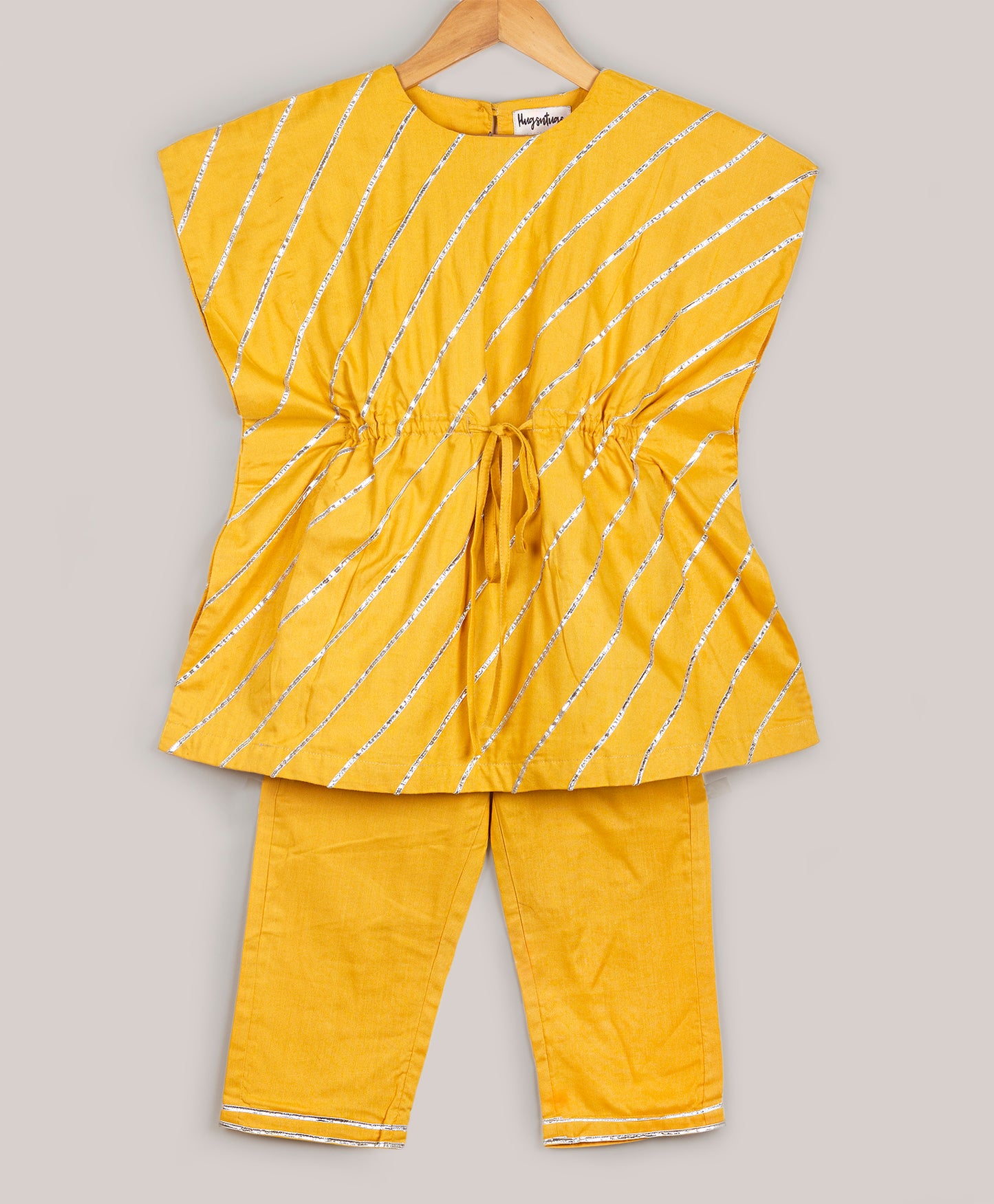 Kaftan Indian wear Kurta with straight pant - YELLOW