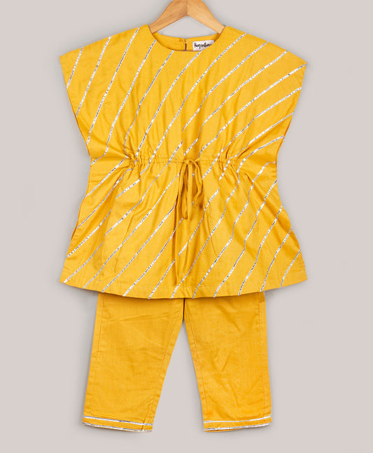 Kaftan Indian wear Kurta with straight pant - YELLOW