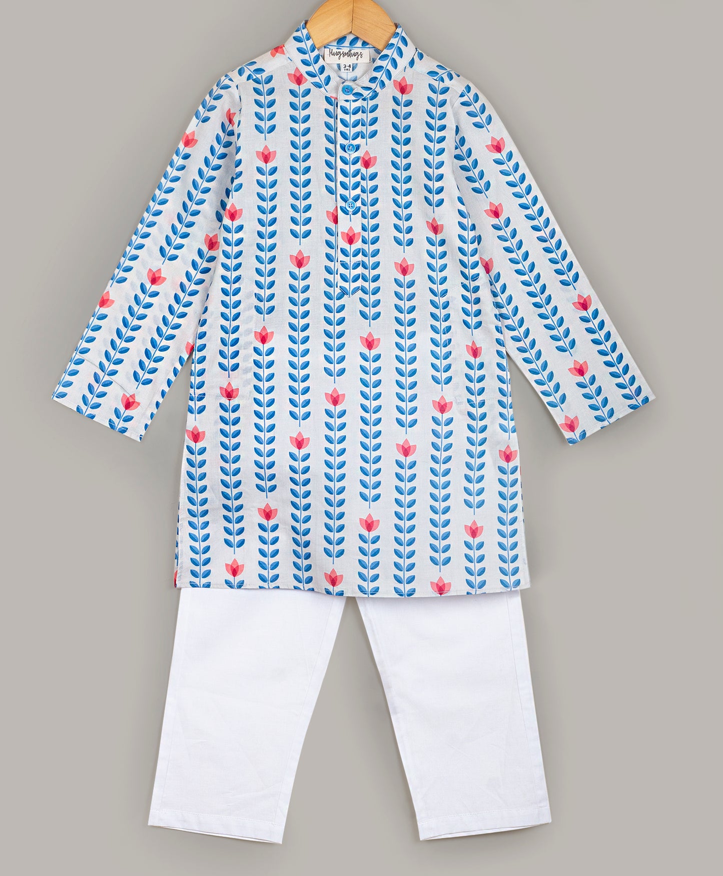 BLUE LEAF PRINT KURTA SET