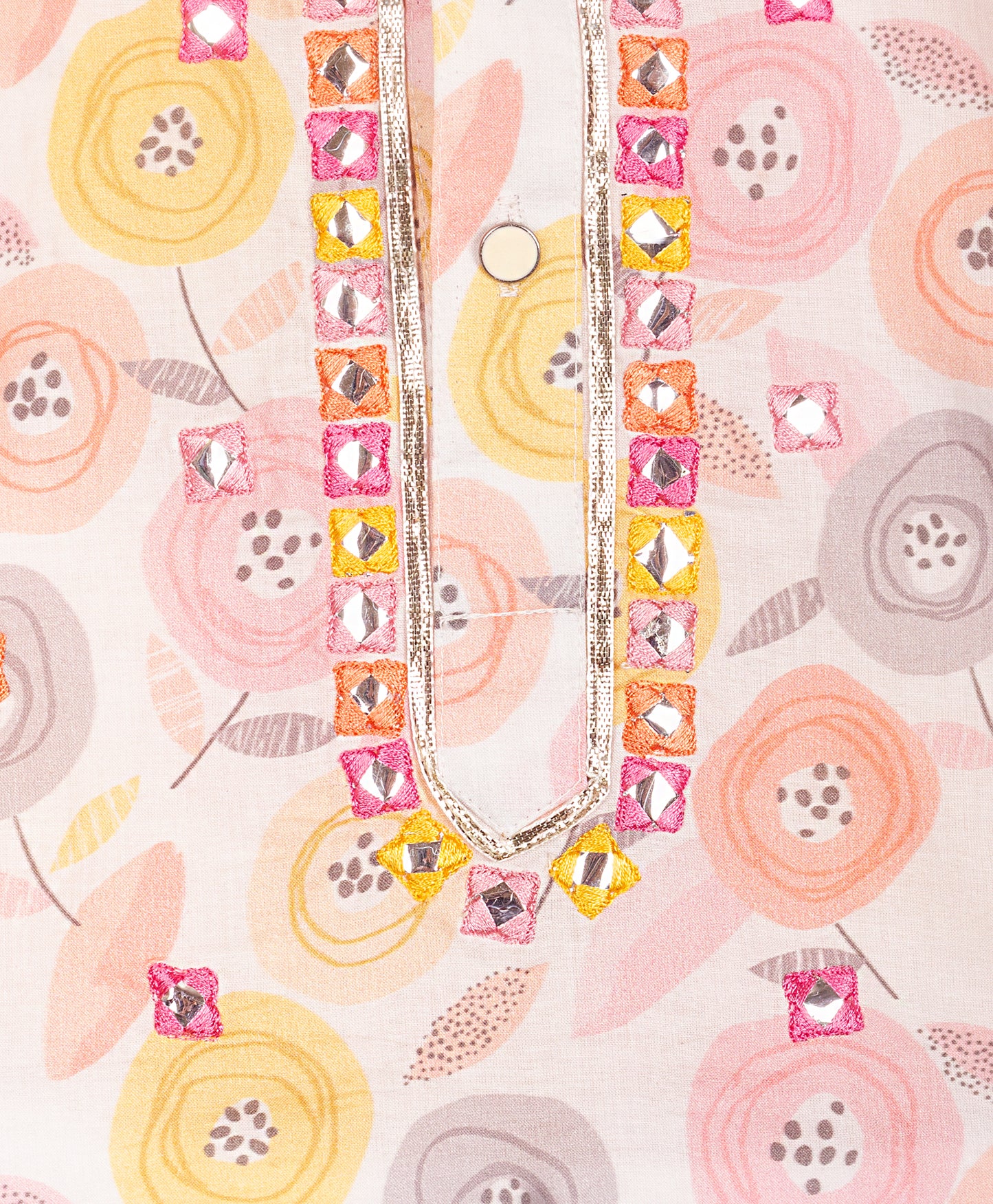 PINK AND YELLOW FLOWER PRINT KURTA SET