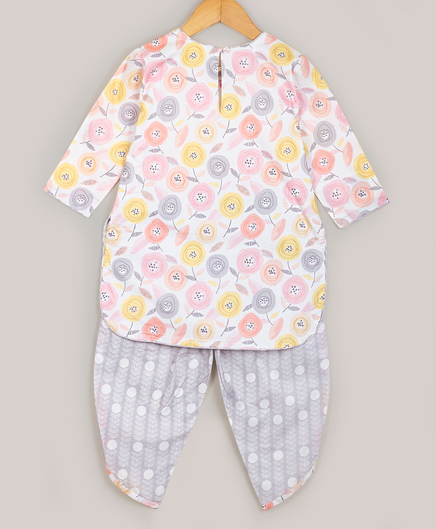 HIGH LOW STYLE PRINTED KURTA SET WITH DHOTI PANTS