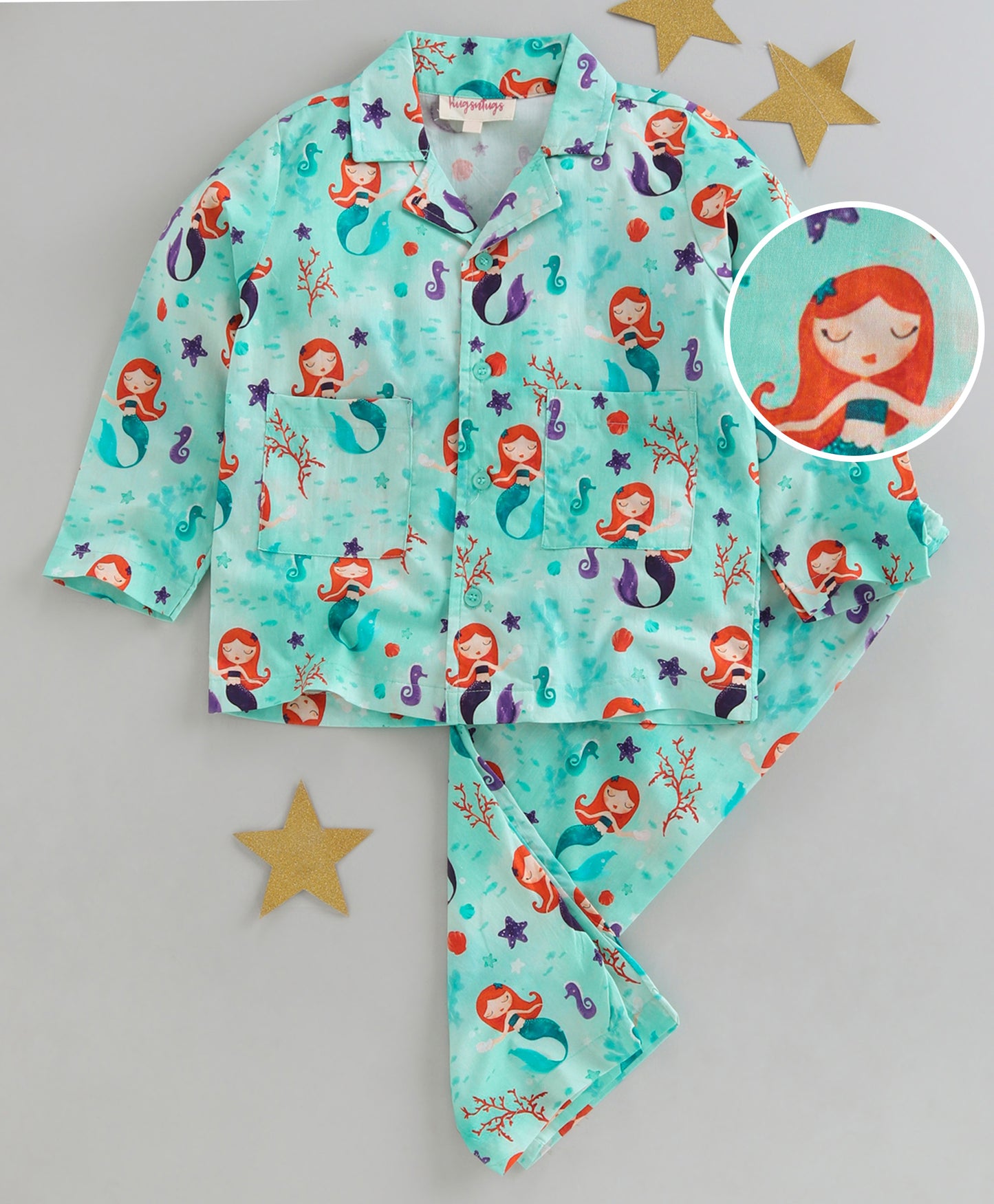 Mermaid and seahorse print nightsuit