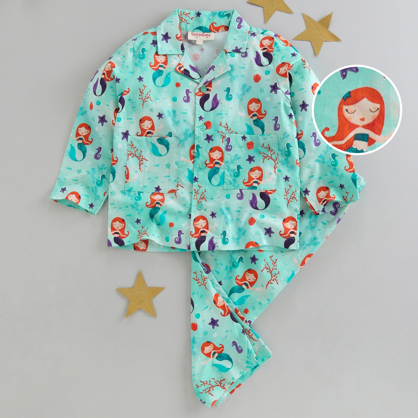 Mermaid and seahorse print nightsuit