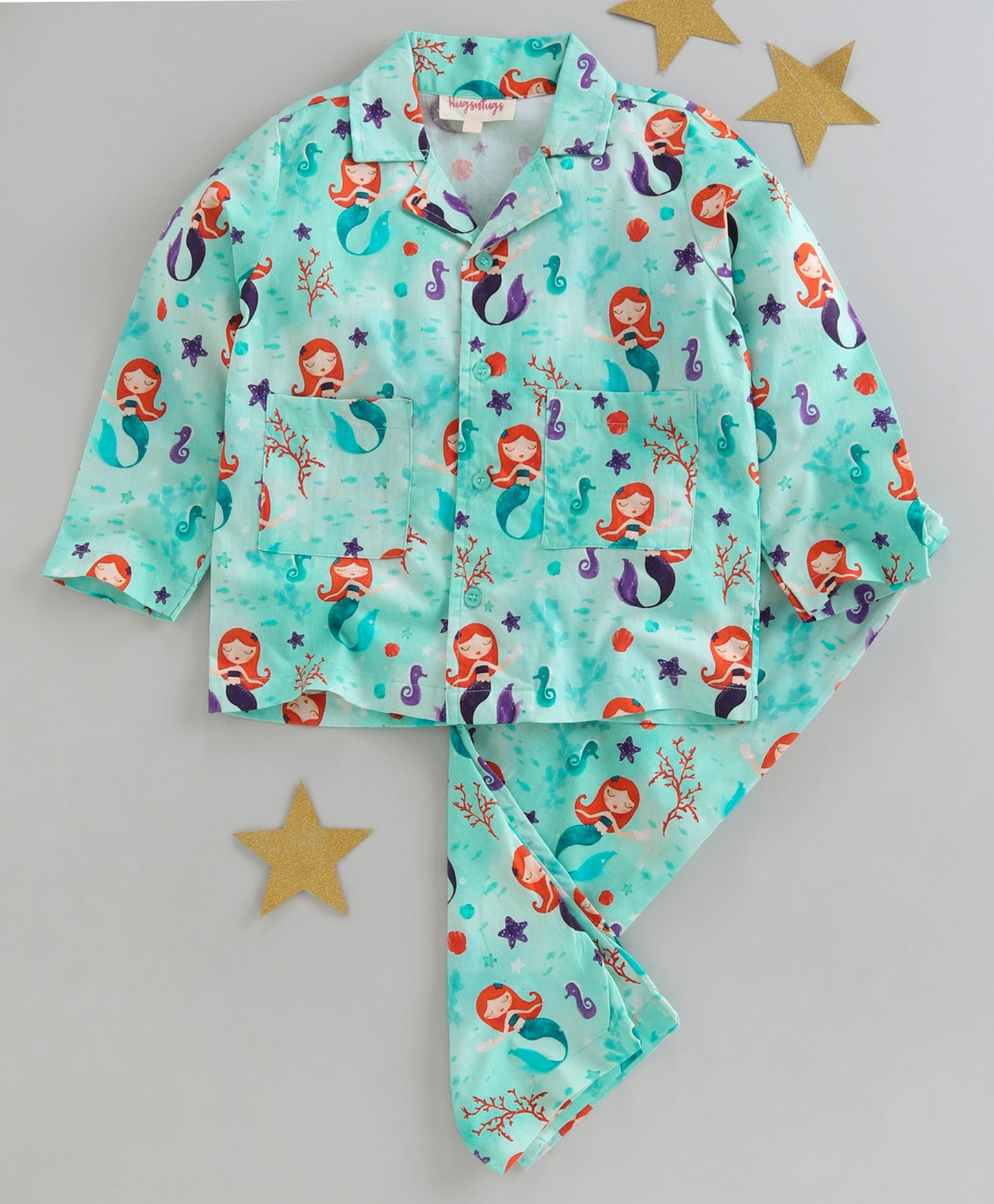 Mermaid and seahorse print nightsuit