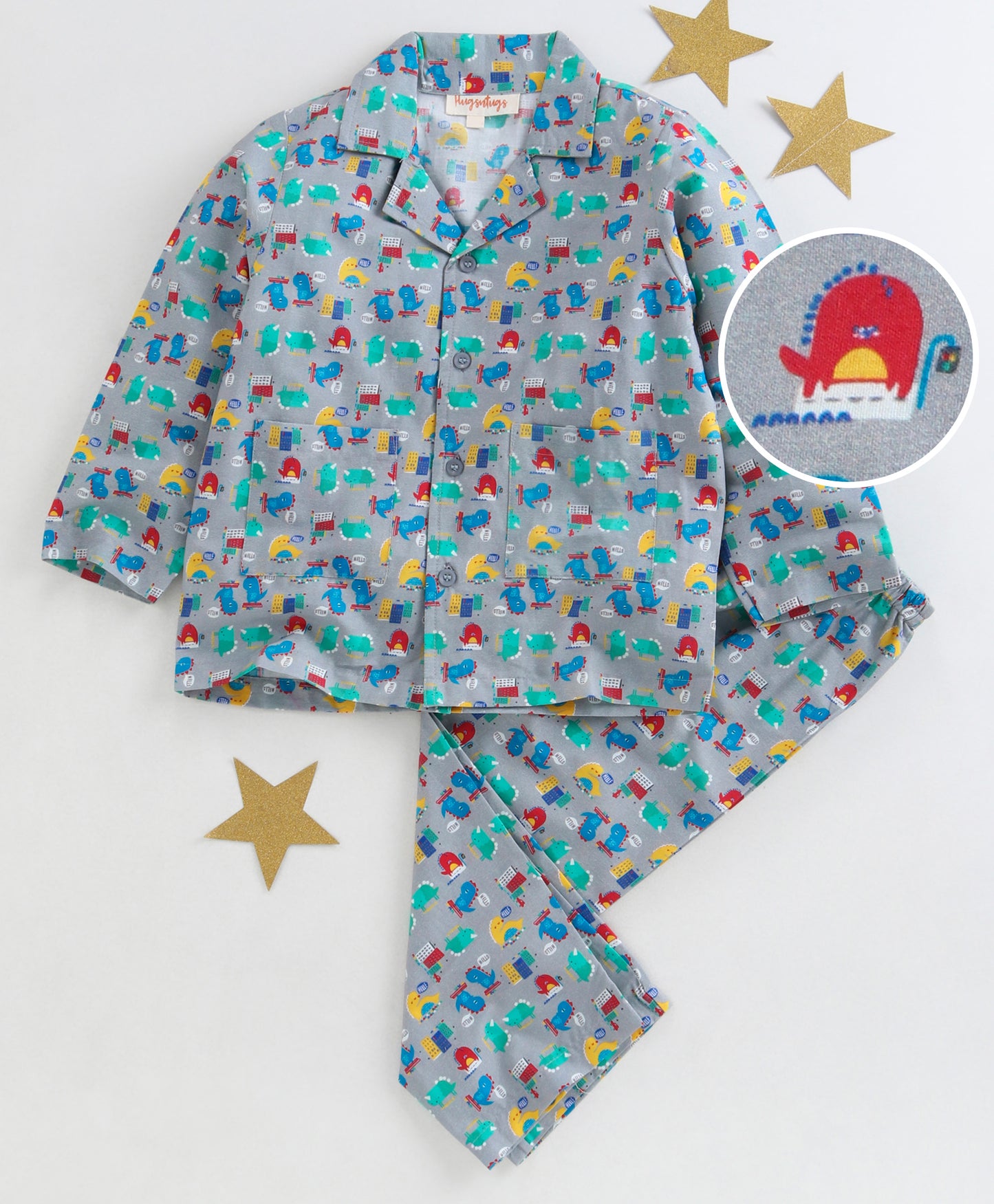 MULTI COLOR LITTLE DINO PRINT NIGHTSUIT