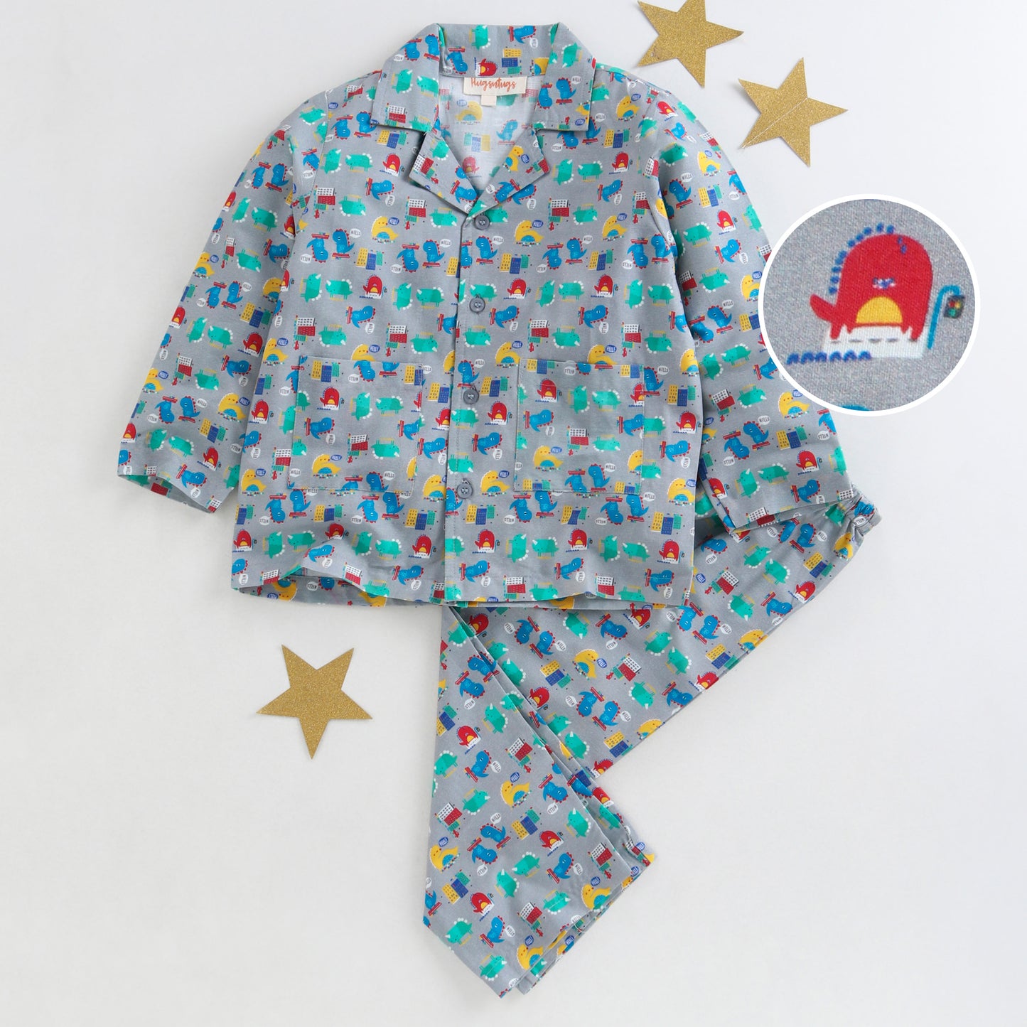 MULTI COLOR LITTLE DINO PRINT NIGHTSUIT