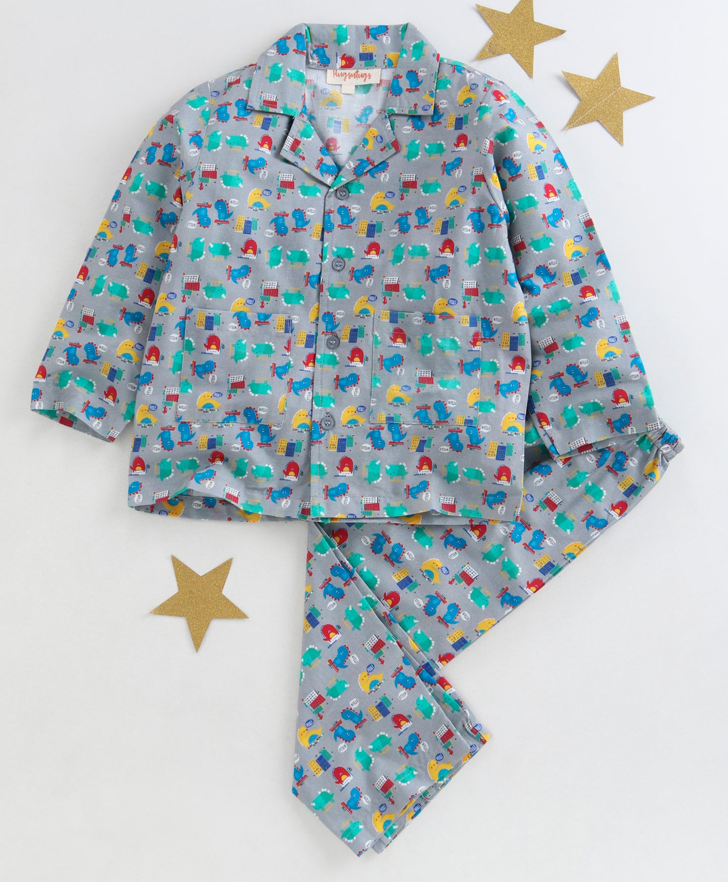 MULTI COLOR LITTLE DINO PRINT NIGHTSUIT