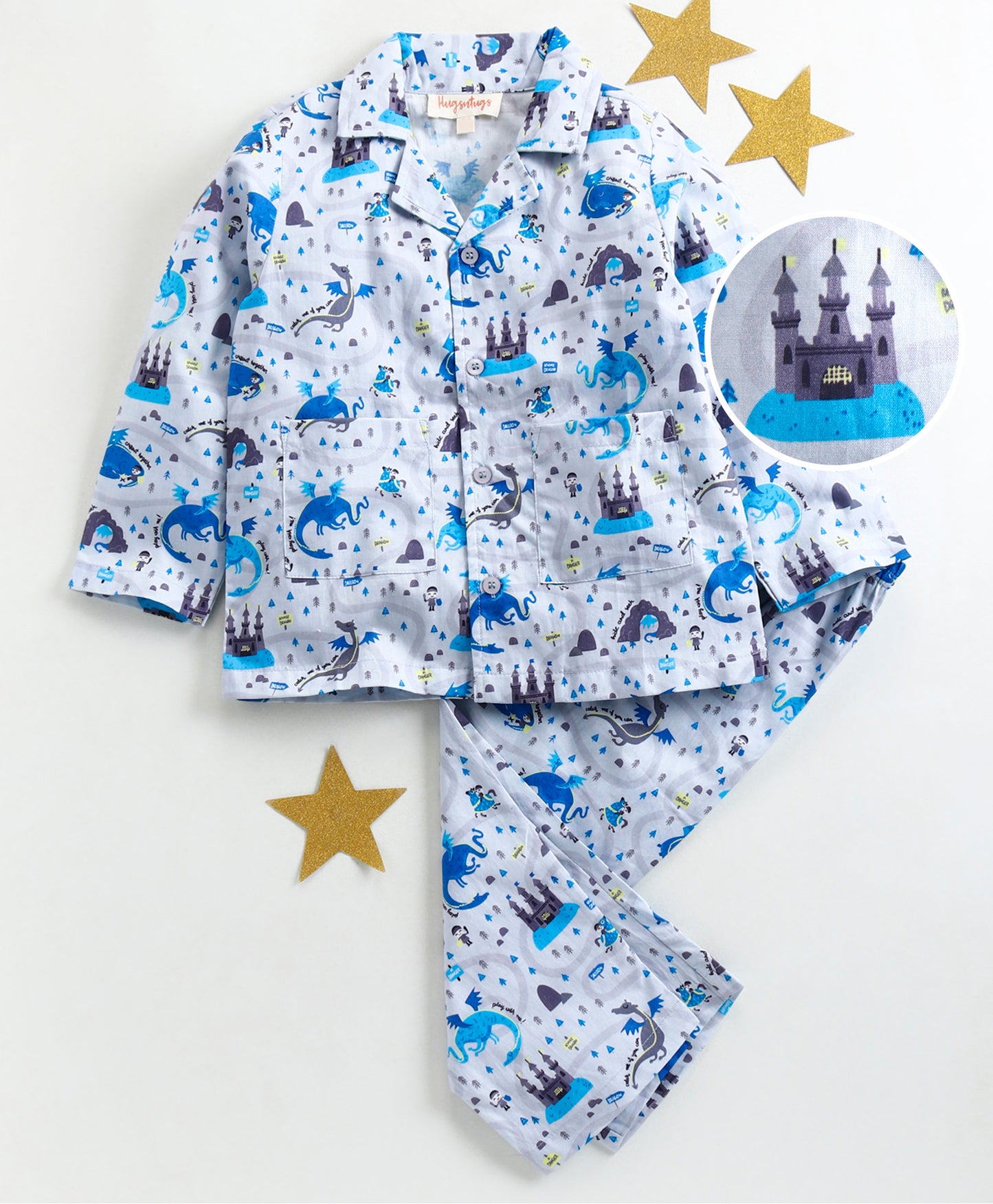 DRAGON AND CASTLE PRINT NIGHTSUIT