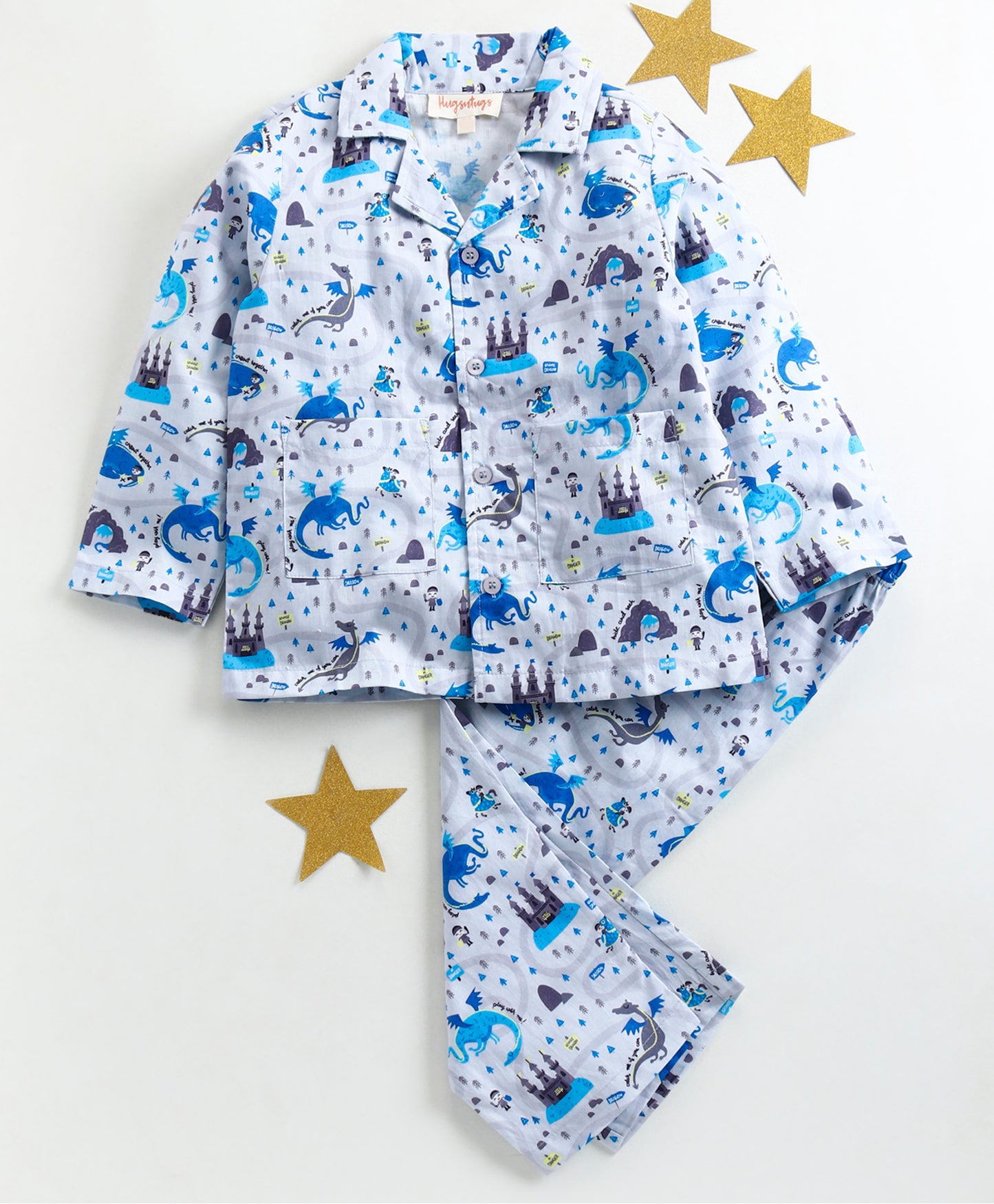 DRAGON AND CASTLE PRINT NIGHTSUIT