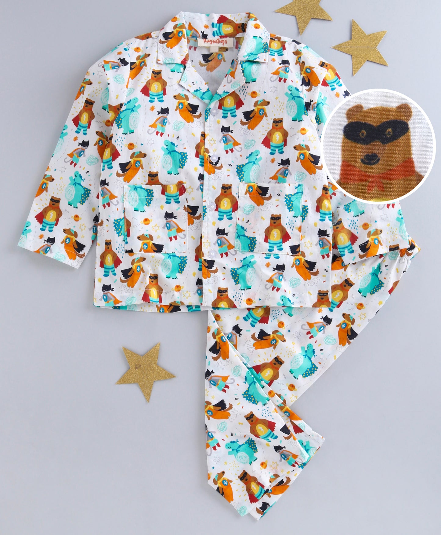 BEAR WITH MASK PRINT NIGHTSUIT