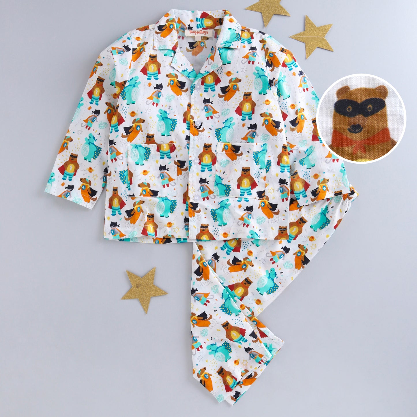 BEAR WITH MASK PRINT NIGHTSUIT