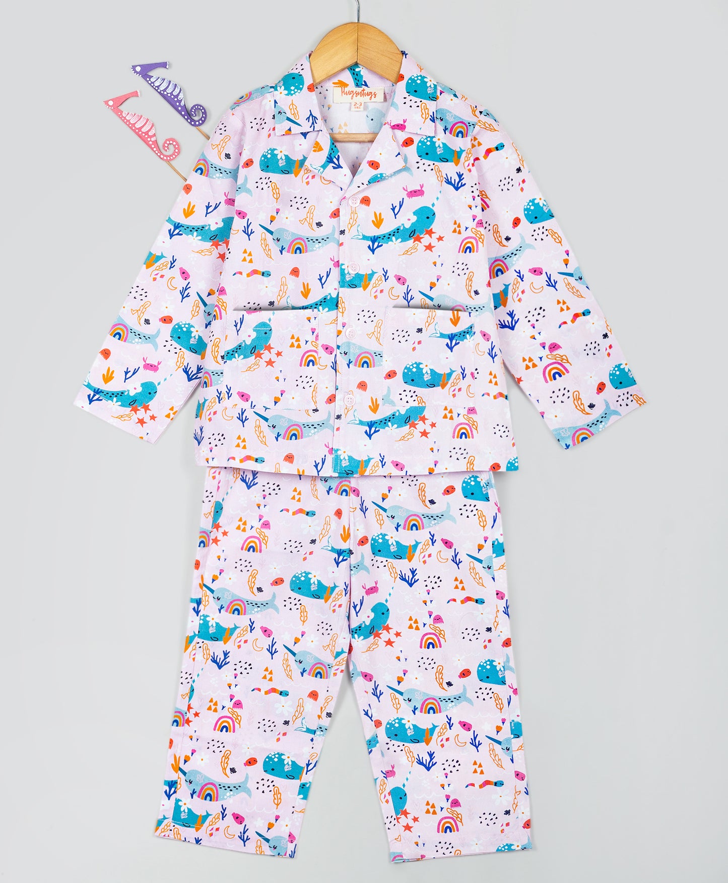 dolphin  and rainbow print nightsuit