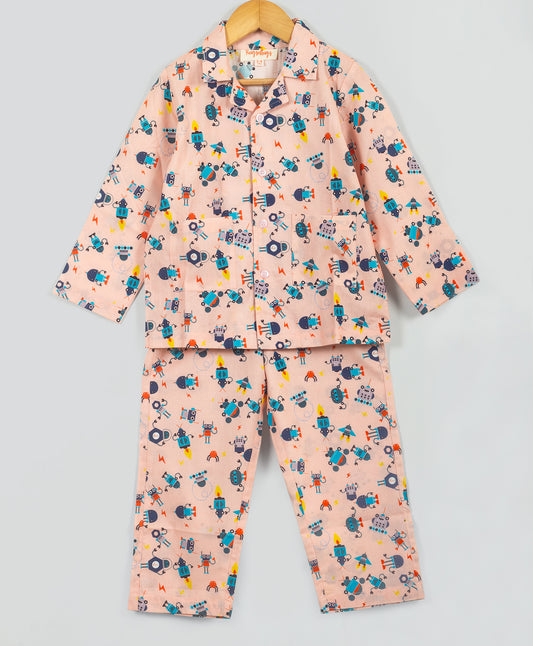 pink robot print nightsuit