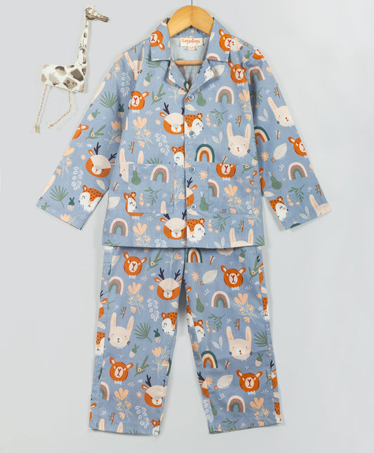cottage buddies animals and rainbow print nightsuit