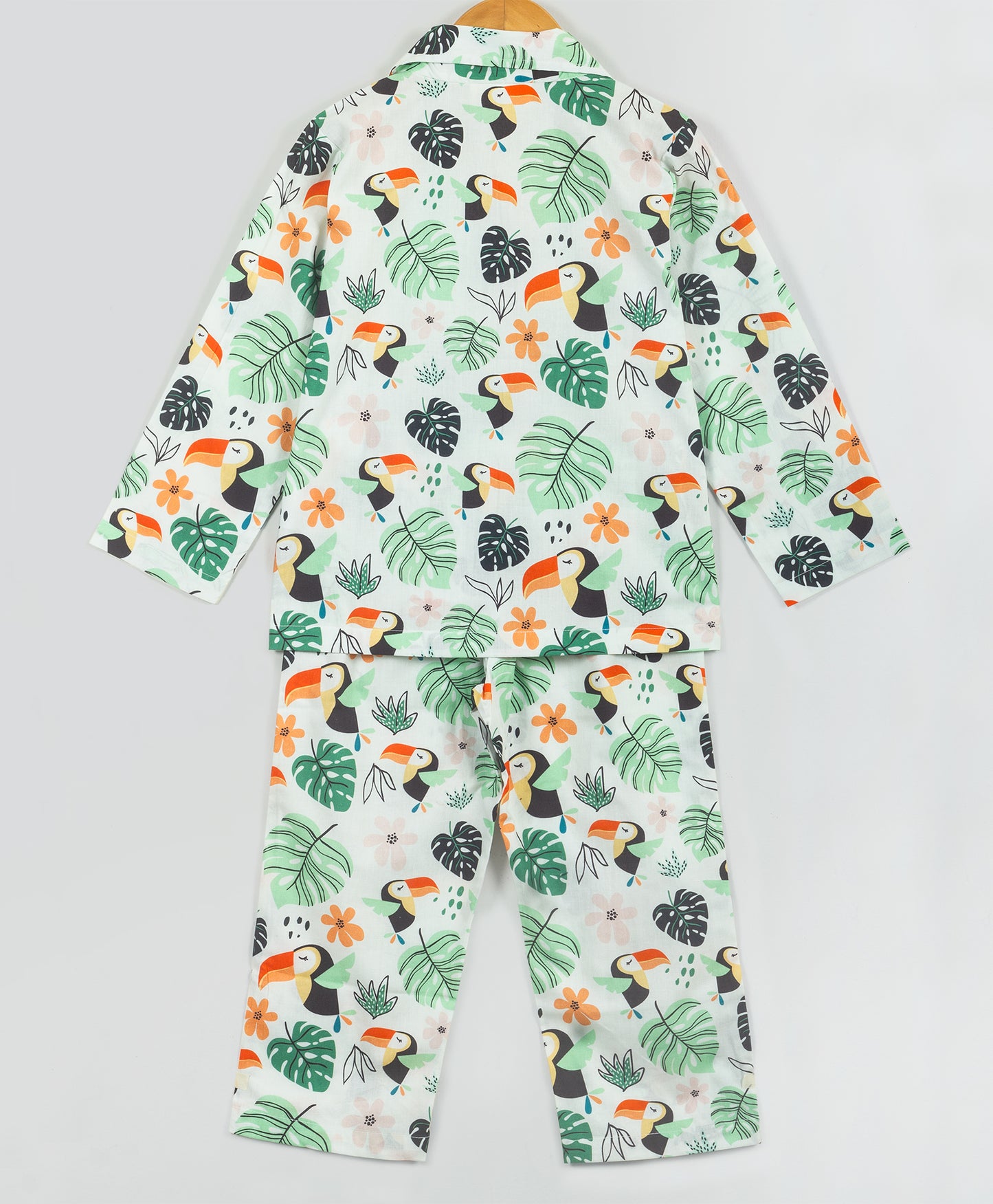 toucan and tropical leaf print nightsuit