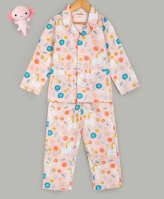 UNICORN AND FLOWER PRINT NIGHTSUIT