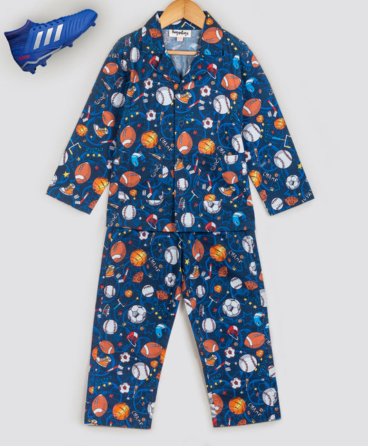 FOOTBALL PRINT NAVY NIGHTSUIT