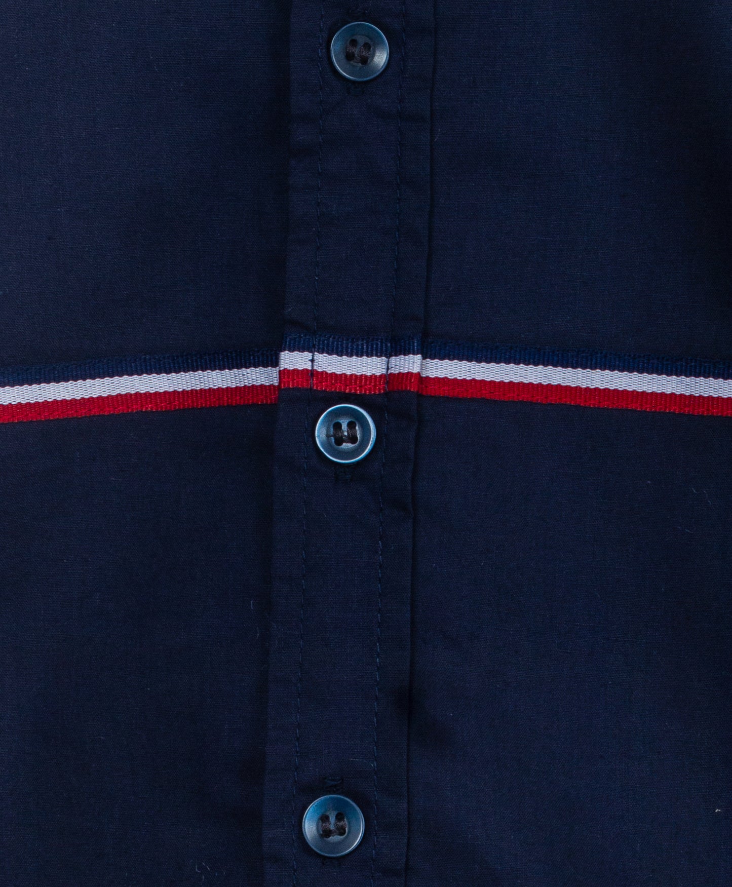 NAVY SHIRT WITH CONTRAST PIPING ACROSS CHEST