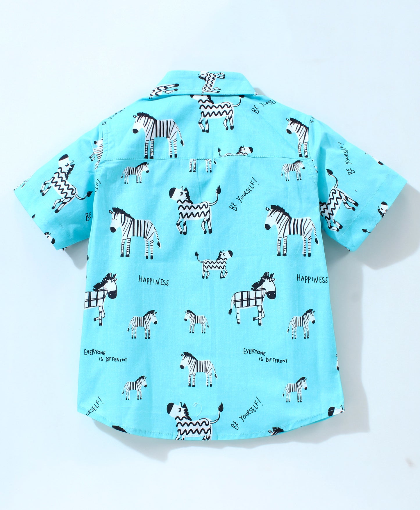 Half Sleeves Zebra Print Shirt - Blue