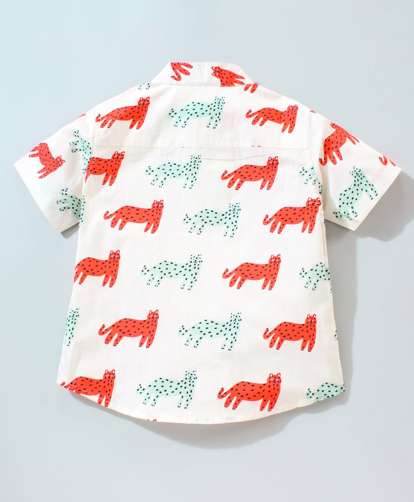 Half Sleeves Leopard Print Shirt - White