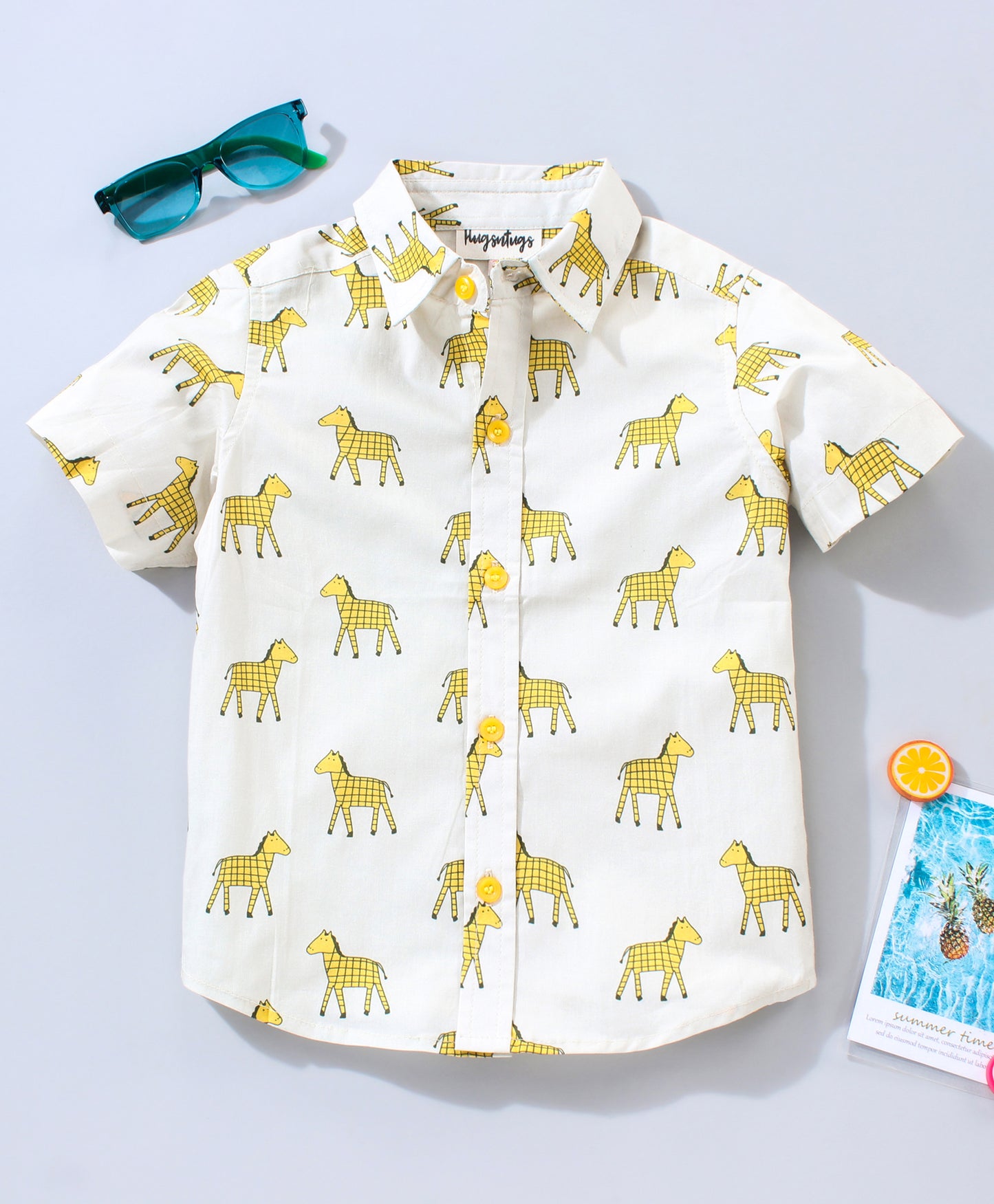 Half Sleeves Animal Print Shirt - White do