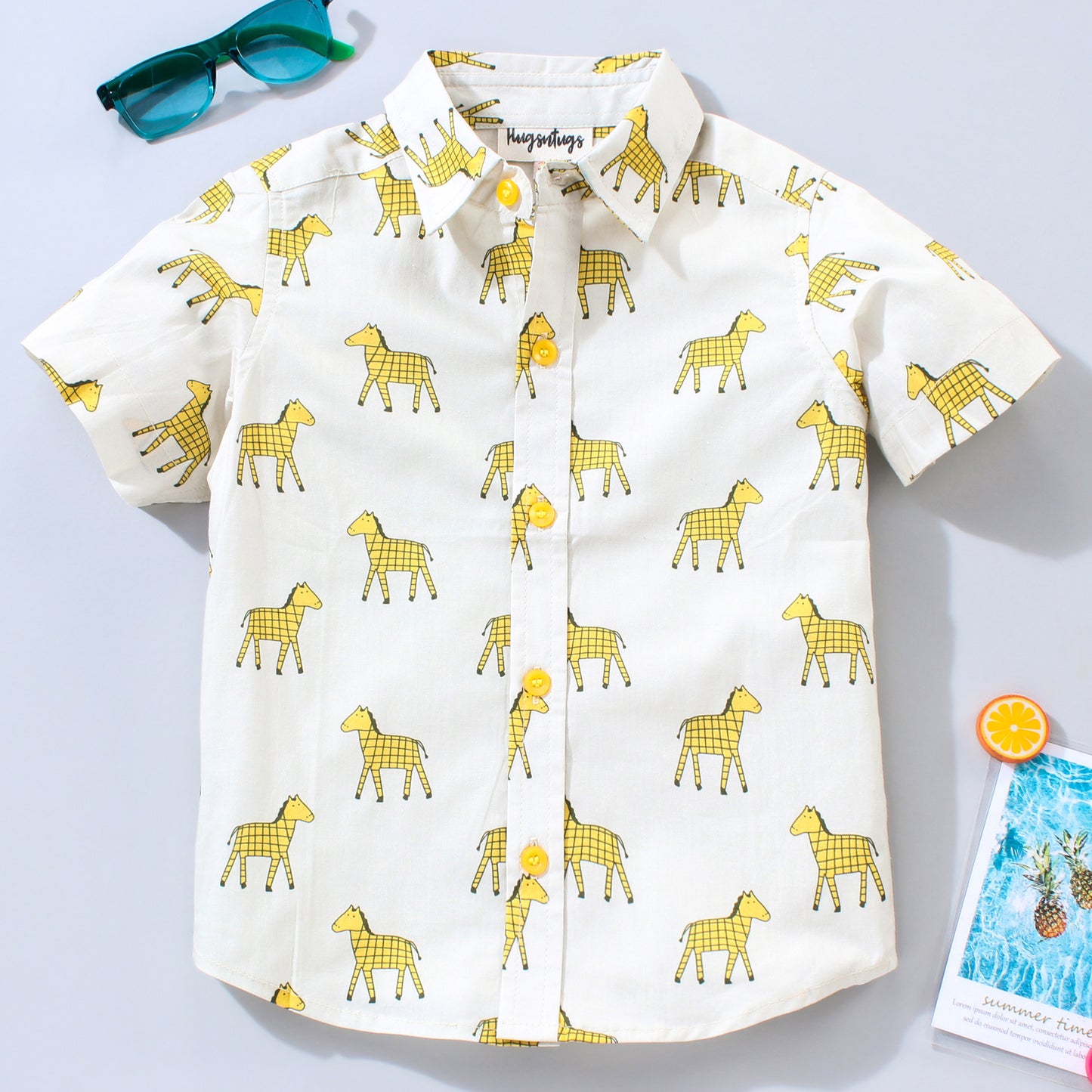 Half Sleeves Animal Print Shirt - White do