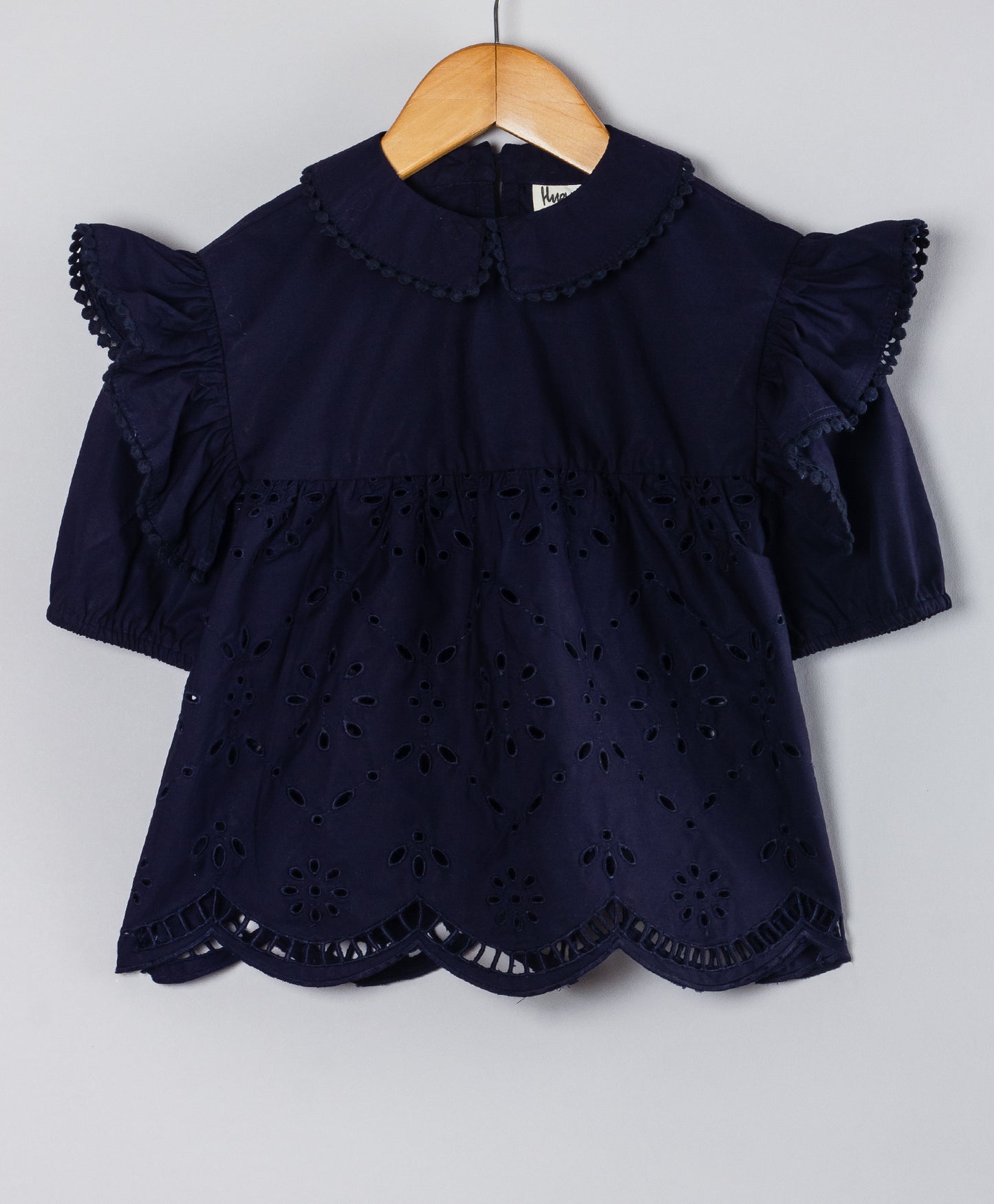 NAVY SCHIFFLI CO-ORD SET