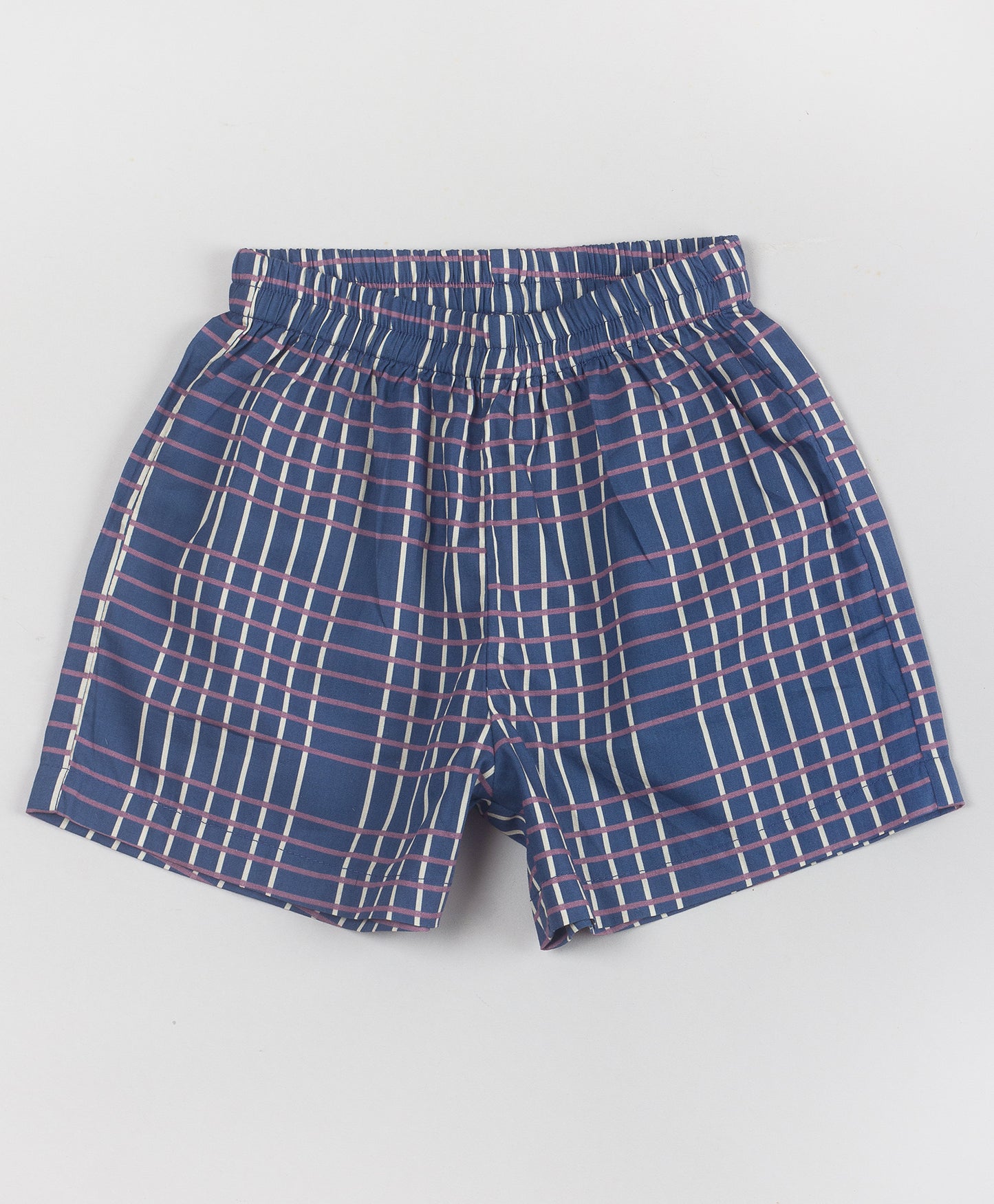 NAVY ENGINEERED STRIPES PRINT BOYS SHORTS SET