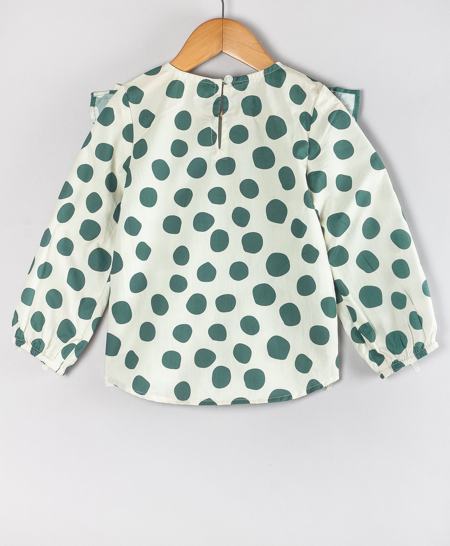 WHITE GREEN DOT PRINT CHRISTMAS TOP
